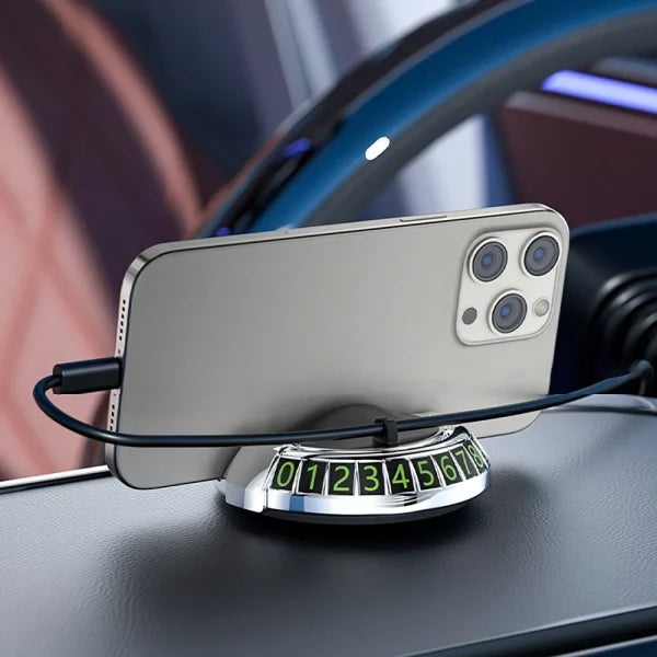 2-in-1 Rotating Car Phone Holder with Luminous Number Display