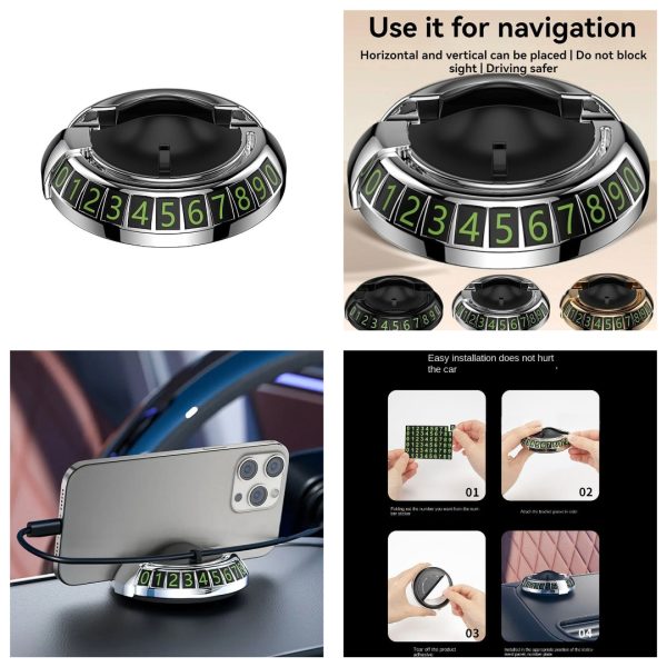 2-in-1 Rotating Car Phone Holder with Luminous Number Display