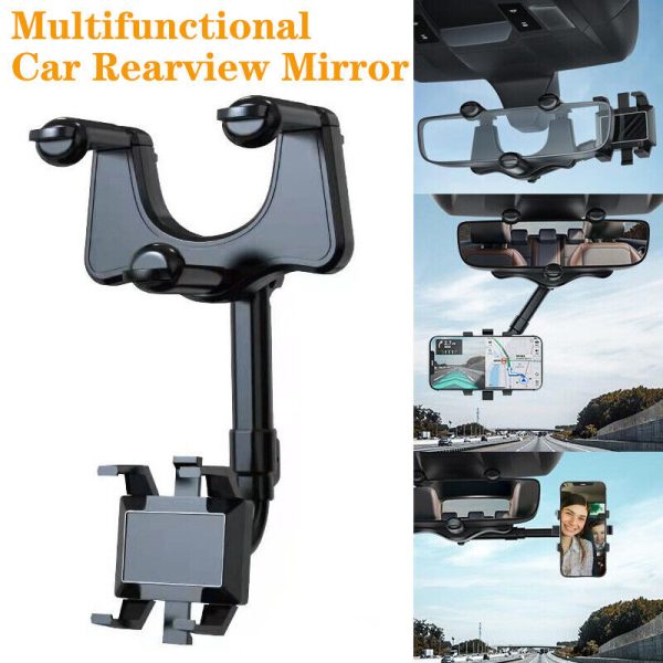 360° Rearview Mirror Car Phone Holder – Universal