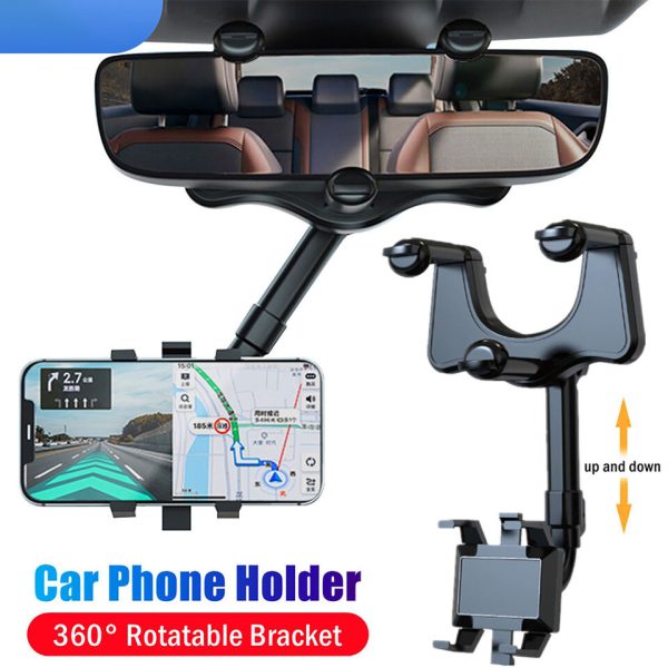 360° Rearview Mirror Car Phone Holder – Universal